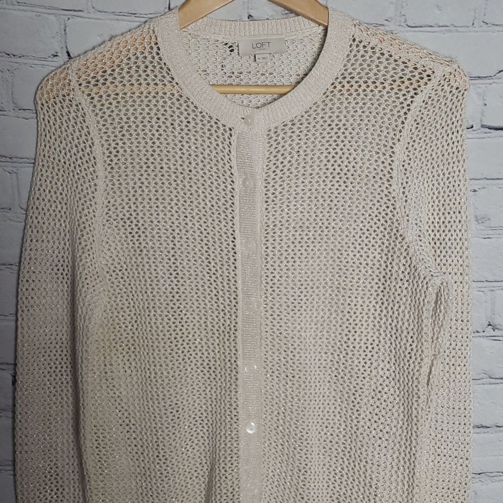 Loft Fishnet Button Up Top/Sweater - Picture 2 of 8